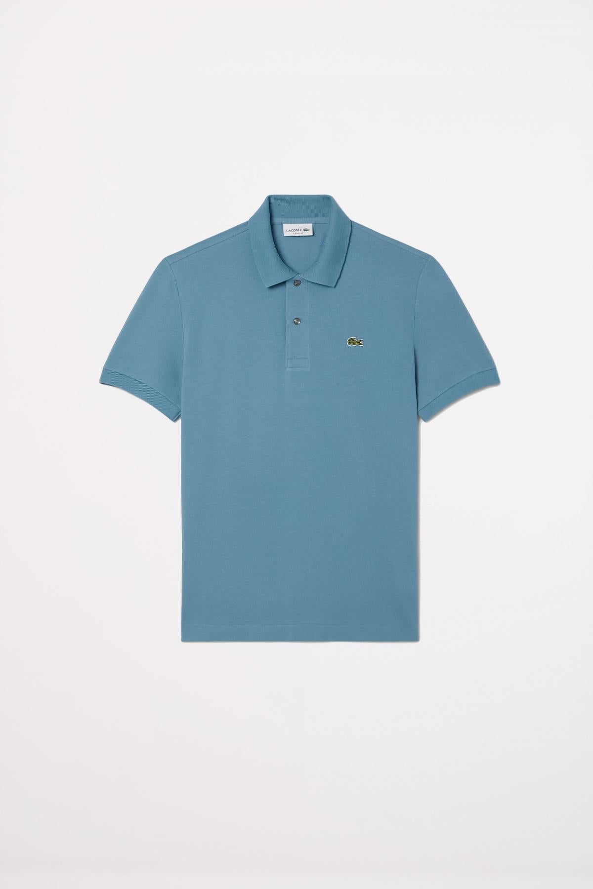 LACOSTE L SHORT SLEEVED RIBBED COLLAR S en color AZUL (2)