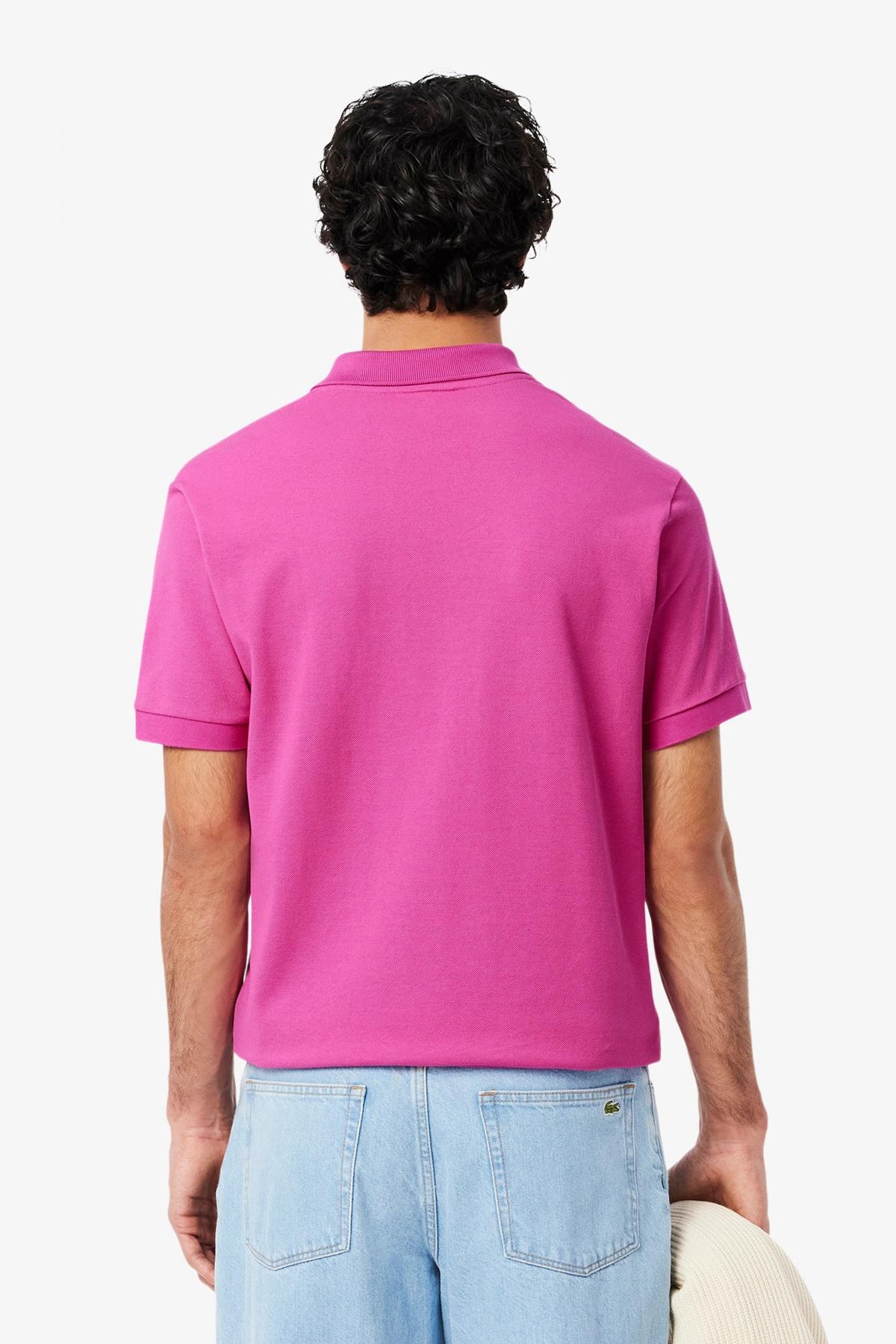 LACOSTE L SHORT SLEEVED RIBBED COLLAR S en color ROSA (3)