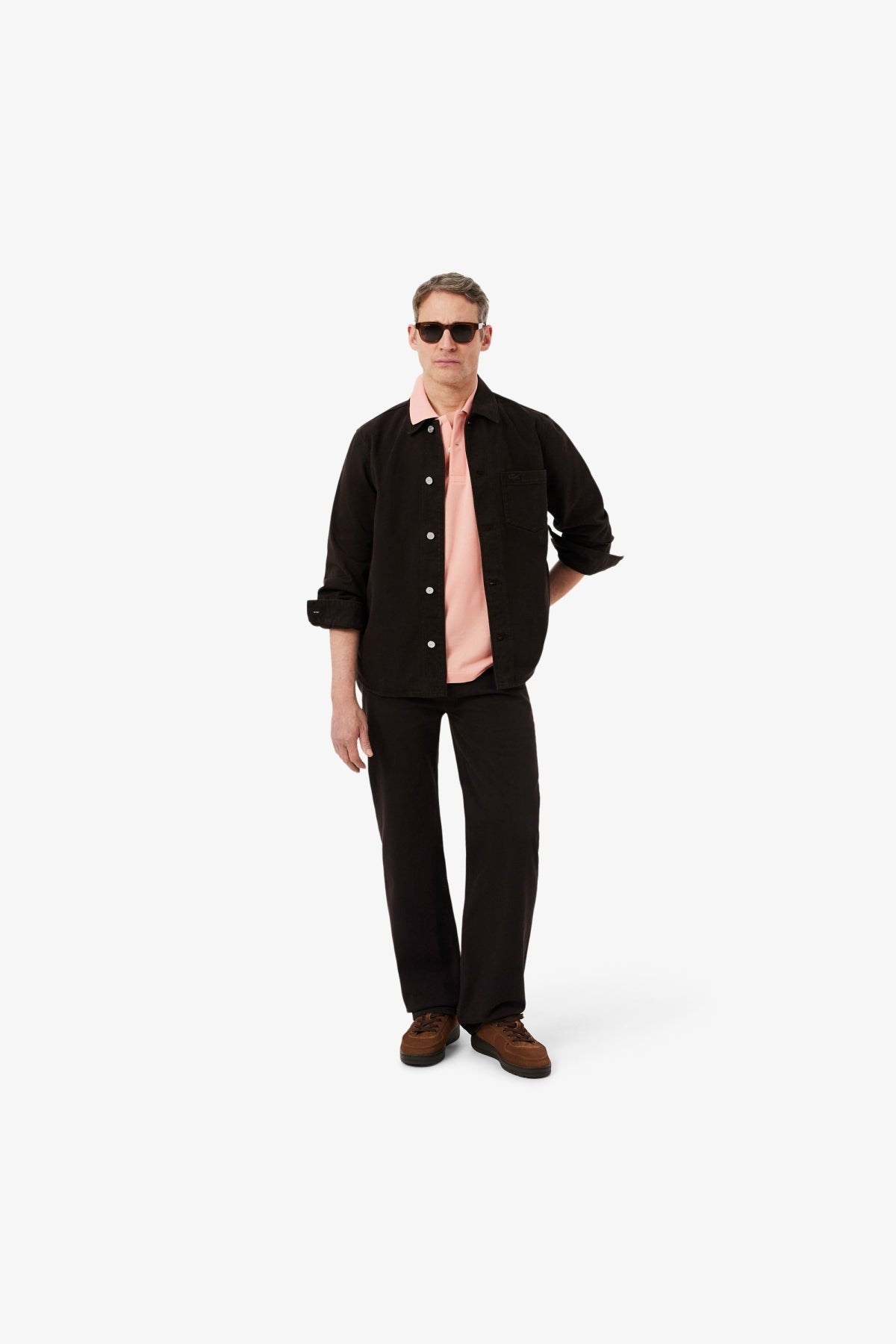 LACOSTE L SHORT SLEEVED RIBBED COLLAR S en color ROSA (4)