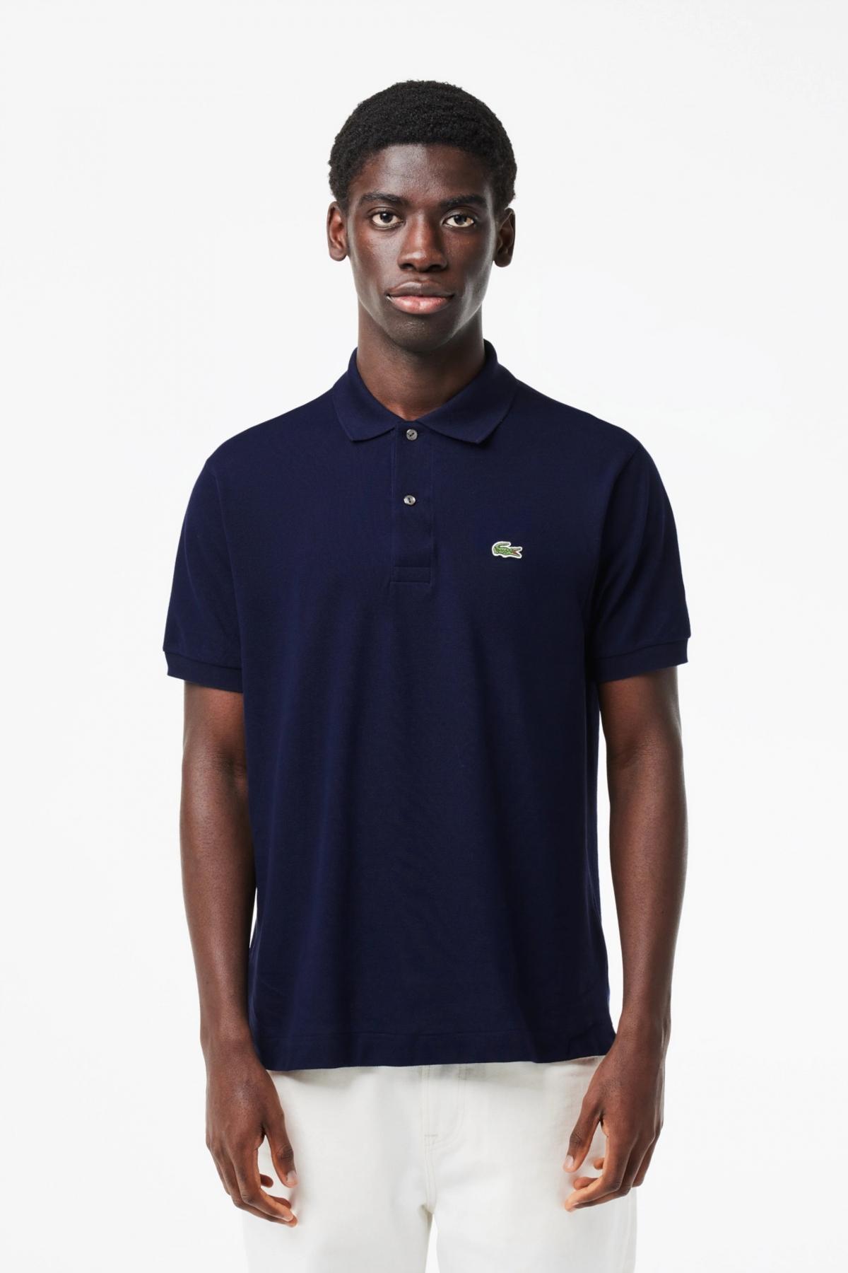 LACOSTE L SHORT SLEEVED RIBBED COLLAR S en color AZUL (1)