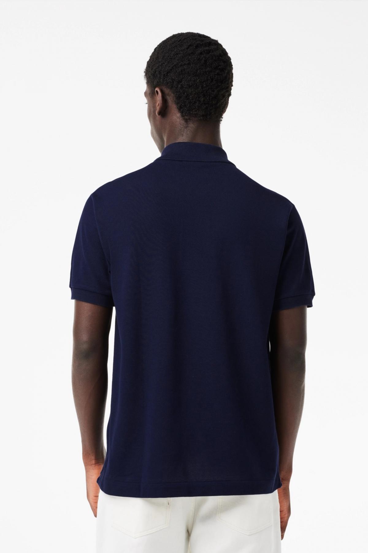 LACOSTE L SHORT SLEEVED RIBBED COLLAR S en color AZUL (3)