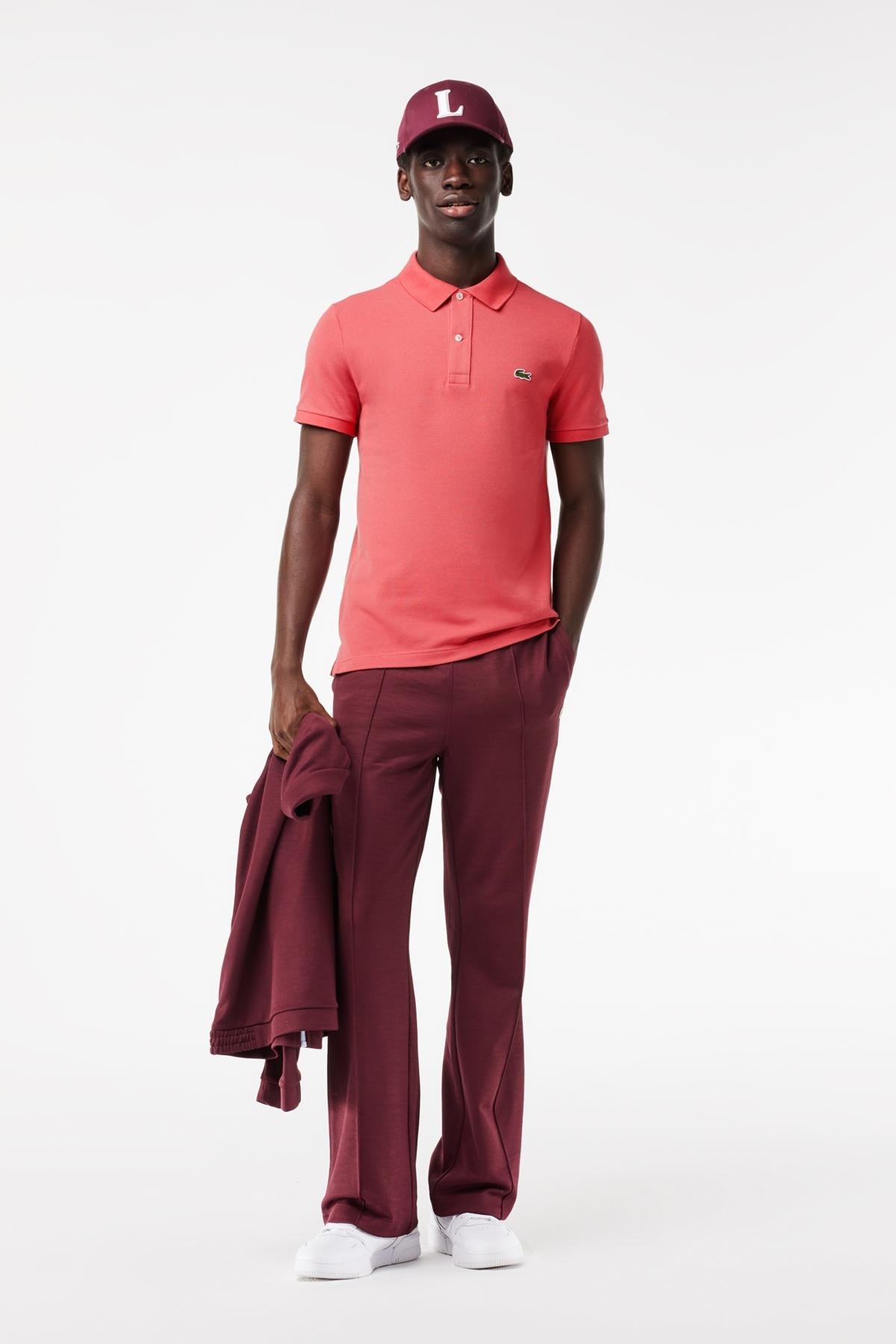 LACOSTE L SHORT SLEEVED RIBBED COLLAR S en color ROSA (4)