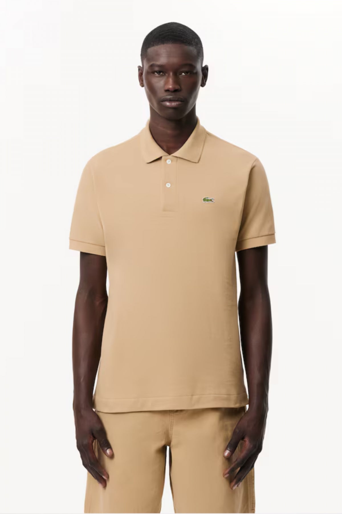 LACOSTE L SHORT SLEEVED RIBBED COLLAR S en color MARRON (1)