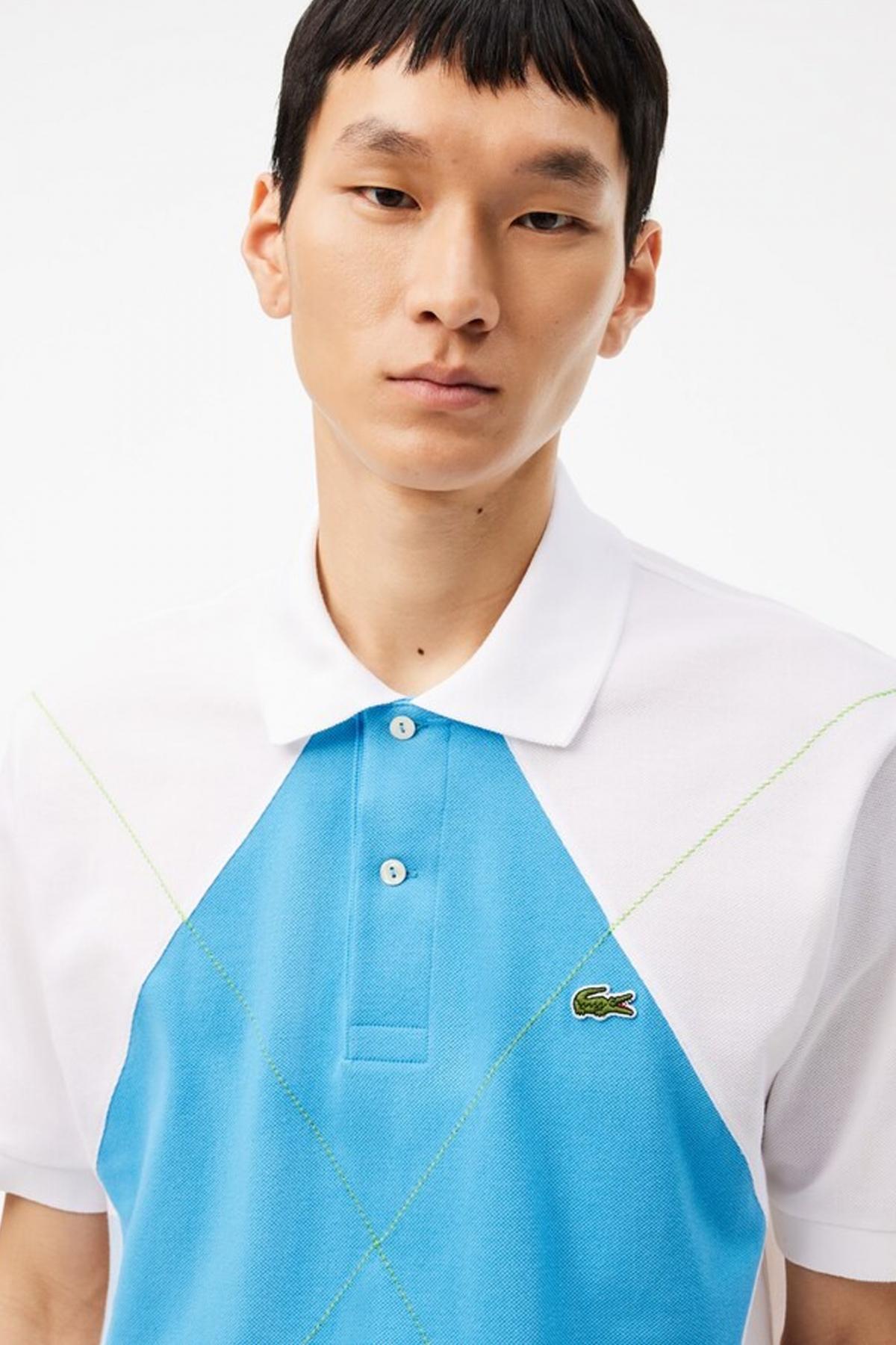 LACOSTE SLEEVED RIBBED COLLAR en color AZUL (4)