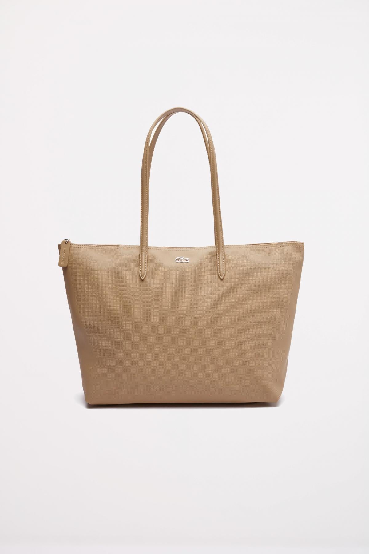 LACOSTE LARGE COATED CANVAS TOTE en color MARRON CLARO (1)