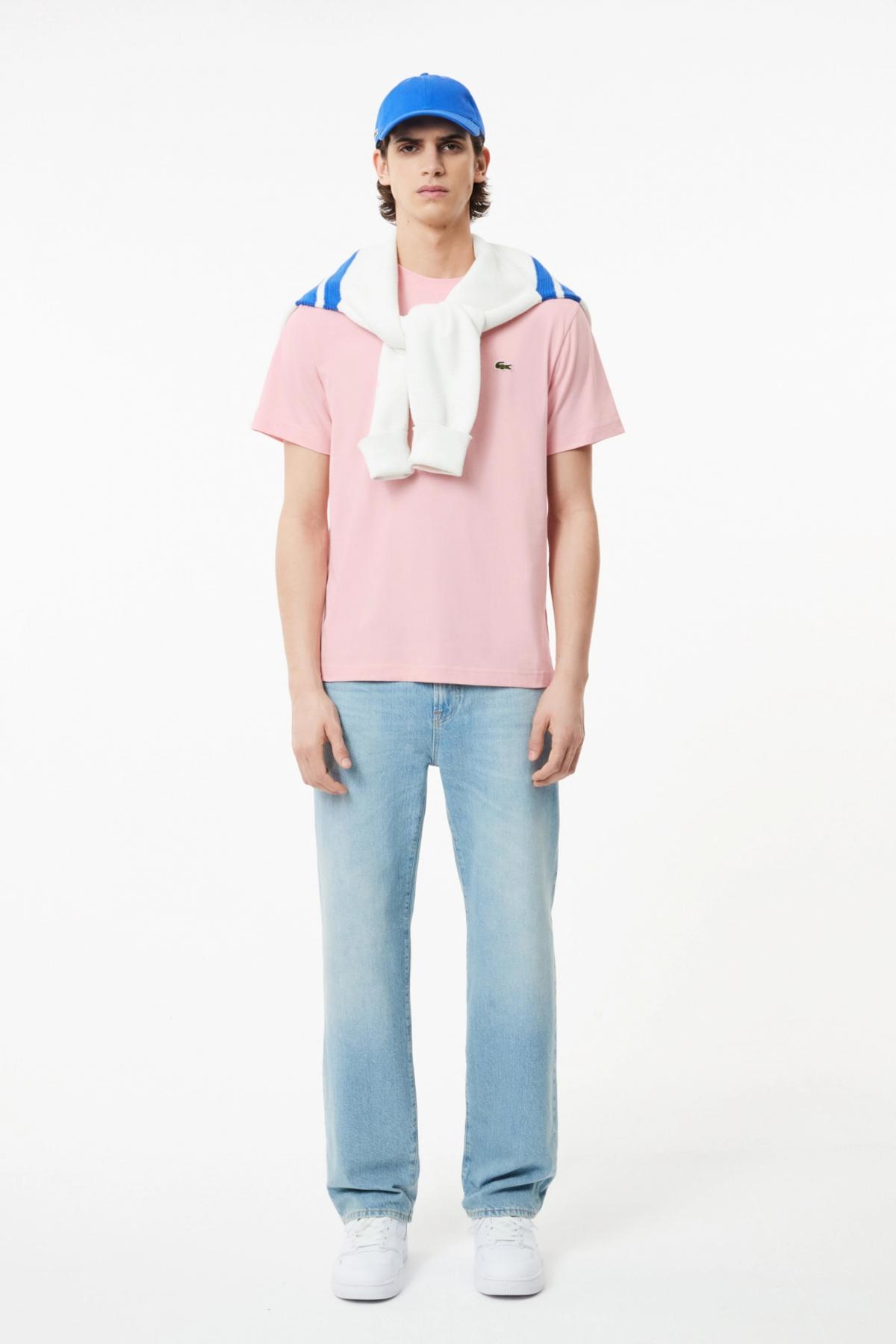 LACOSTE RELAXED FIT SOFT COTTON T-SHIRT en color ROSA (5)