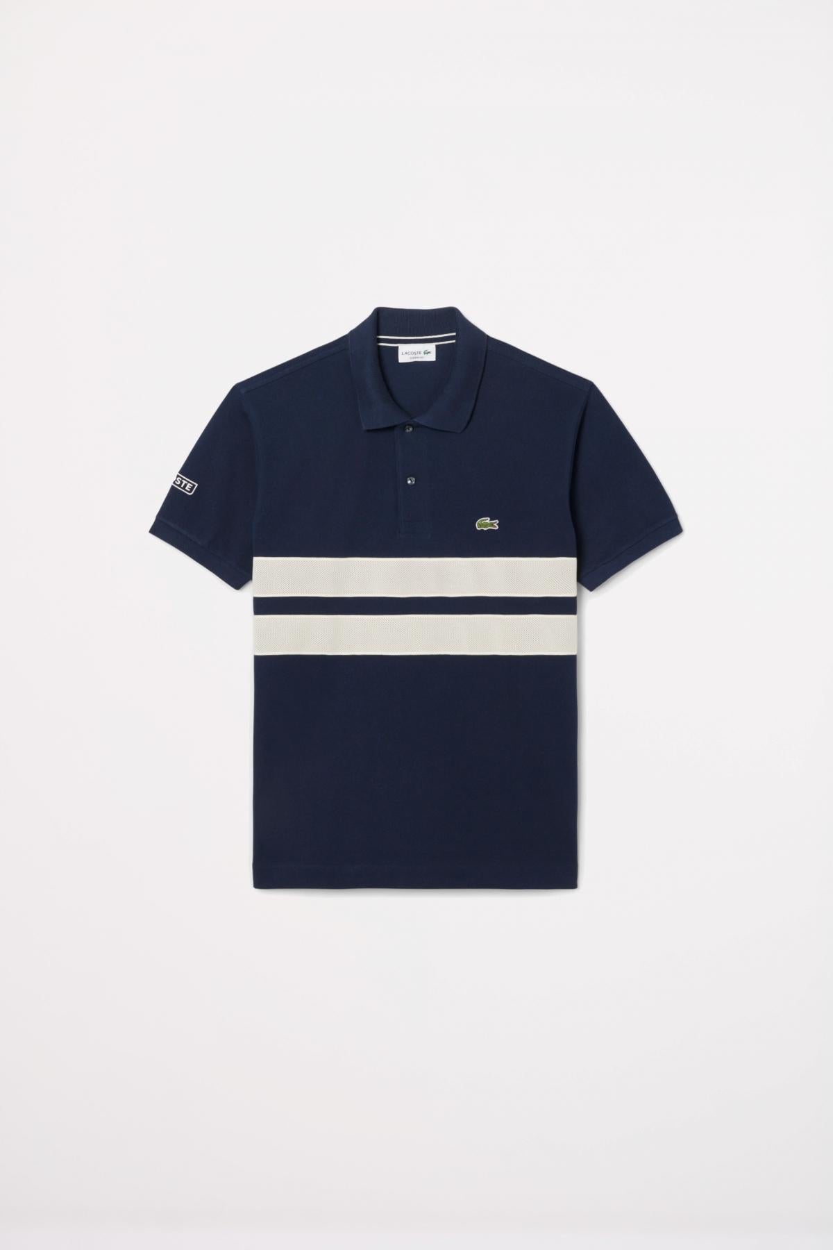 LACOSTE SHORT SLEEVED RIBBED COLLAR en color AZUL (2)