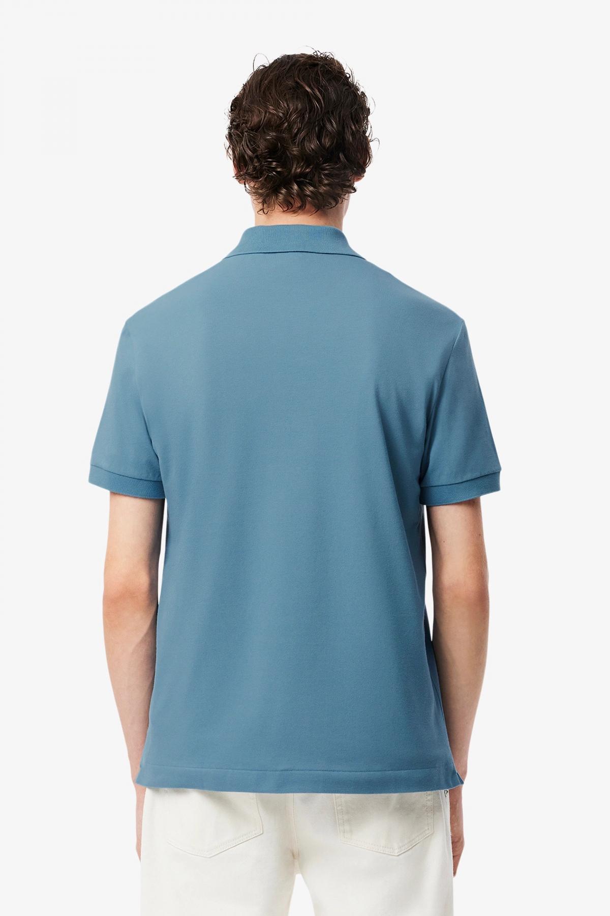 LACOSTE SHORT SLEEVED RIBBED COLLAR en color AZUL (3)