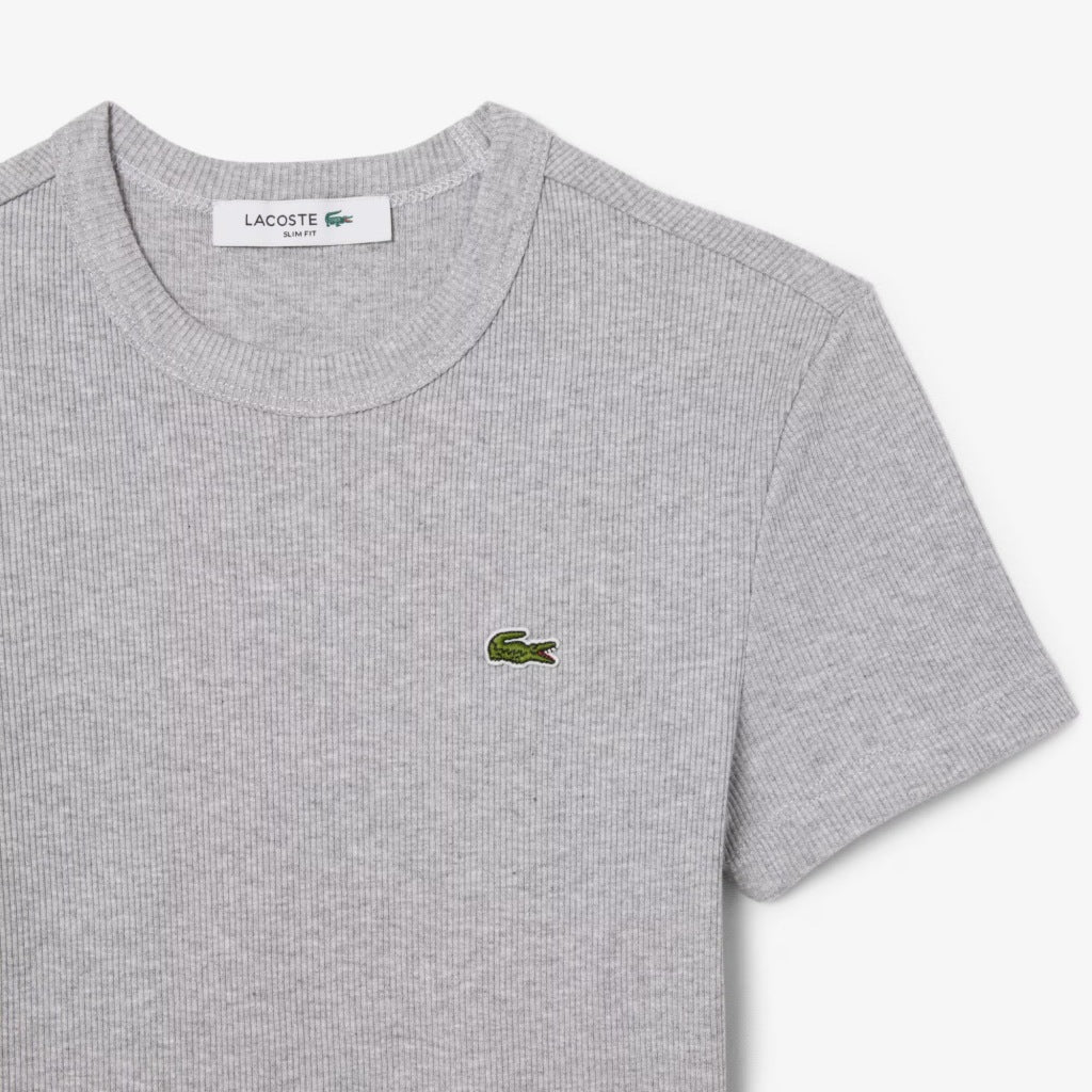 LACOSTE SLIM FIT RIBBED COTTON T-SHIRT en color GRIS (4)