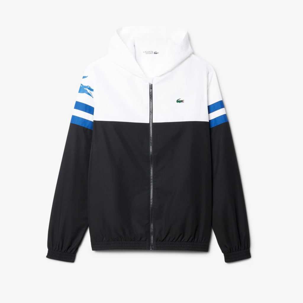 LACOSTE TENNIS WATER-REPELLENT HOODED JACKET en color NEGRO (4)