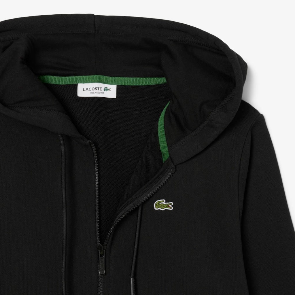 LACOSTE ZIPPED FLEECE HOODIE en color NEGRO (5)