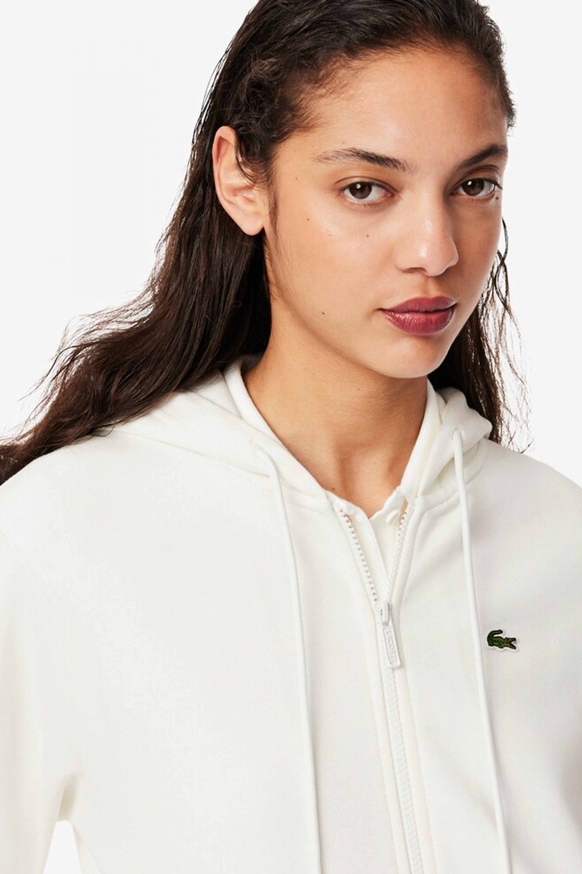 LACOSTE ZIPPED FLEECE HOODIE en color BLANCO (4)