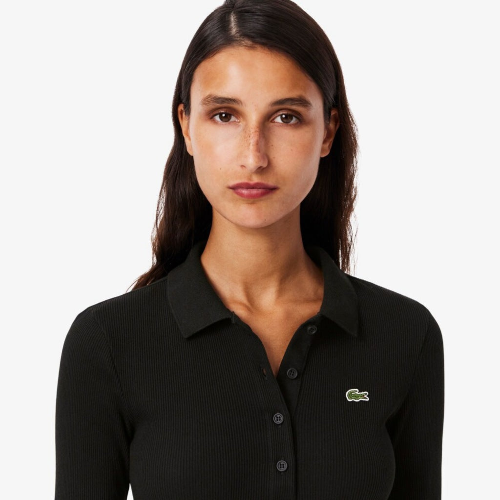 LACOSTE RIBBED COLLAR SHIRT en color NEGRO (4)