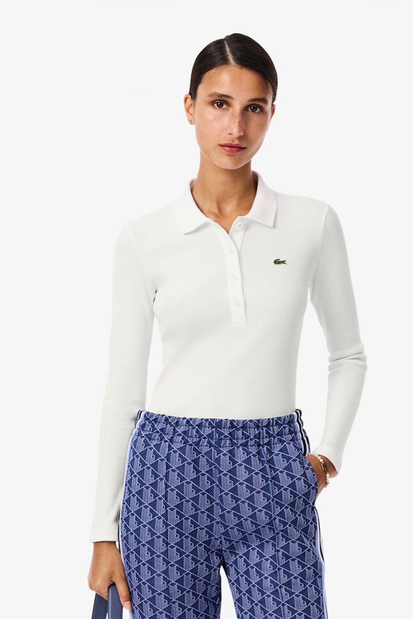 LACOSTE  RIBBED COLLAR SHIRT  en color BLANCO  (1)
