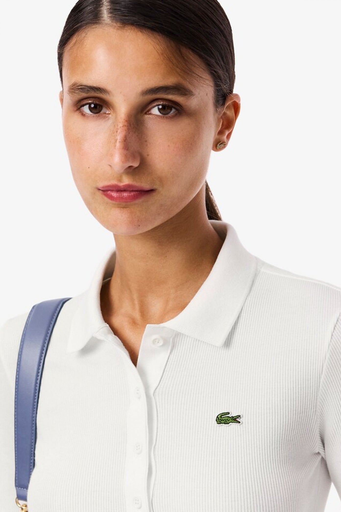 LACOSTE  RIBBED COLLAR SHIRT  en color BLANCO  (4)