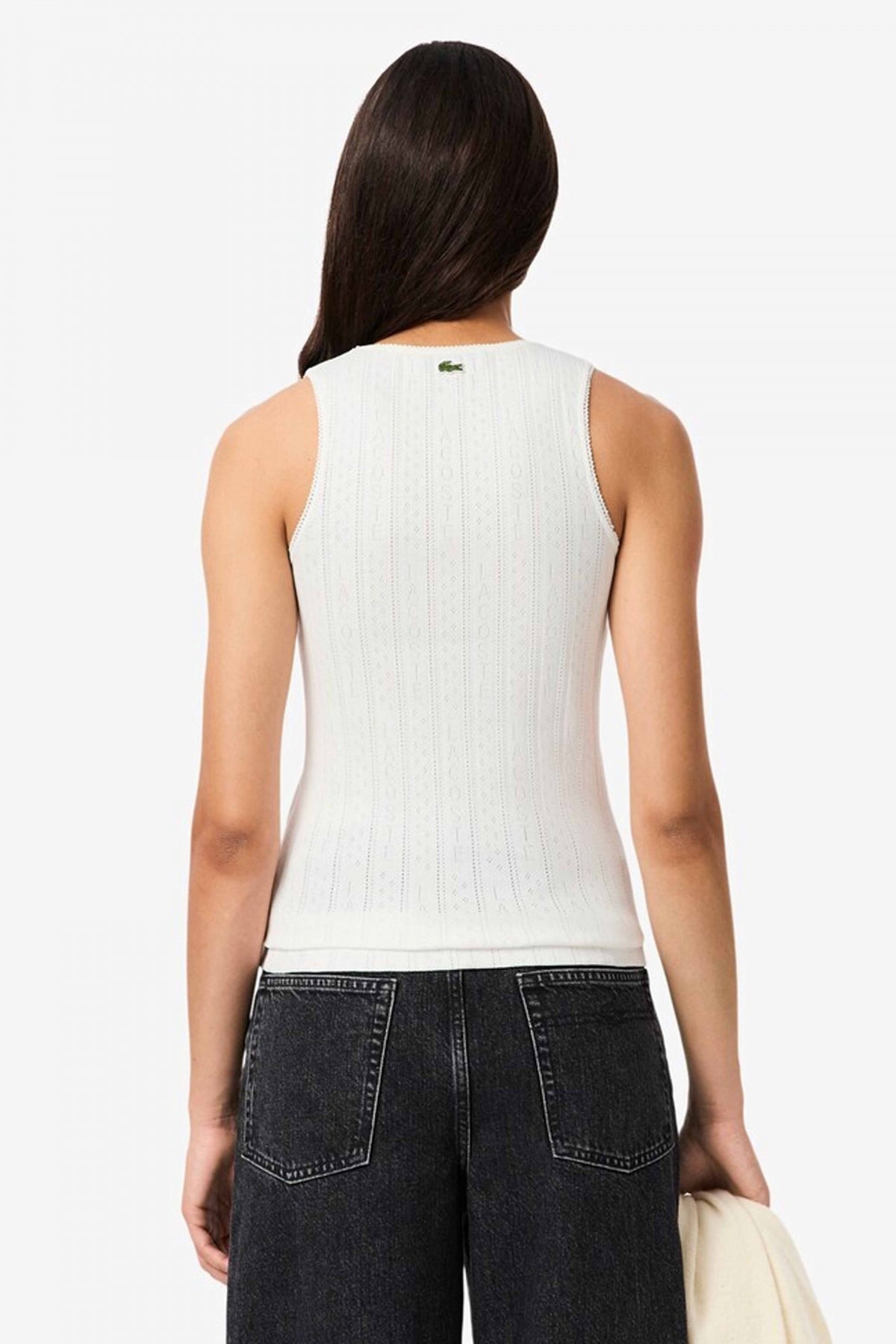 LACOSTE SLIM FIT POINTELLE COTTON TANK TOP en color BLANCO (3)