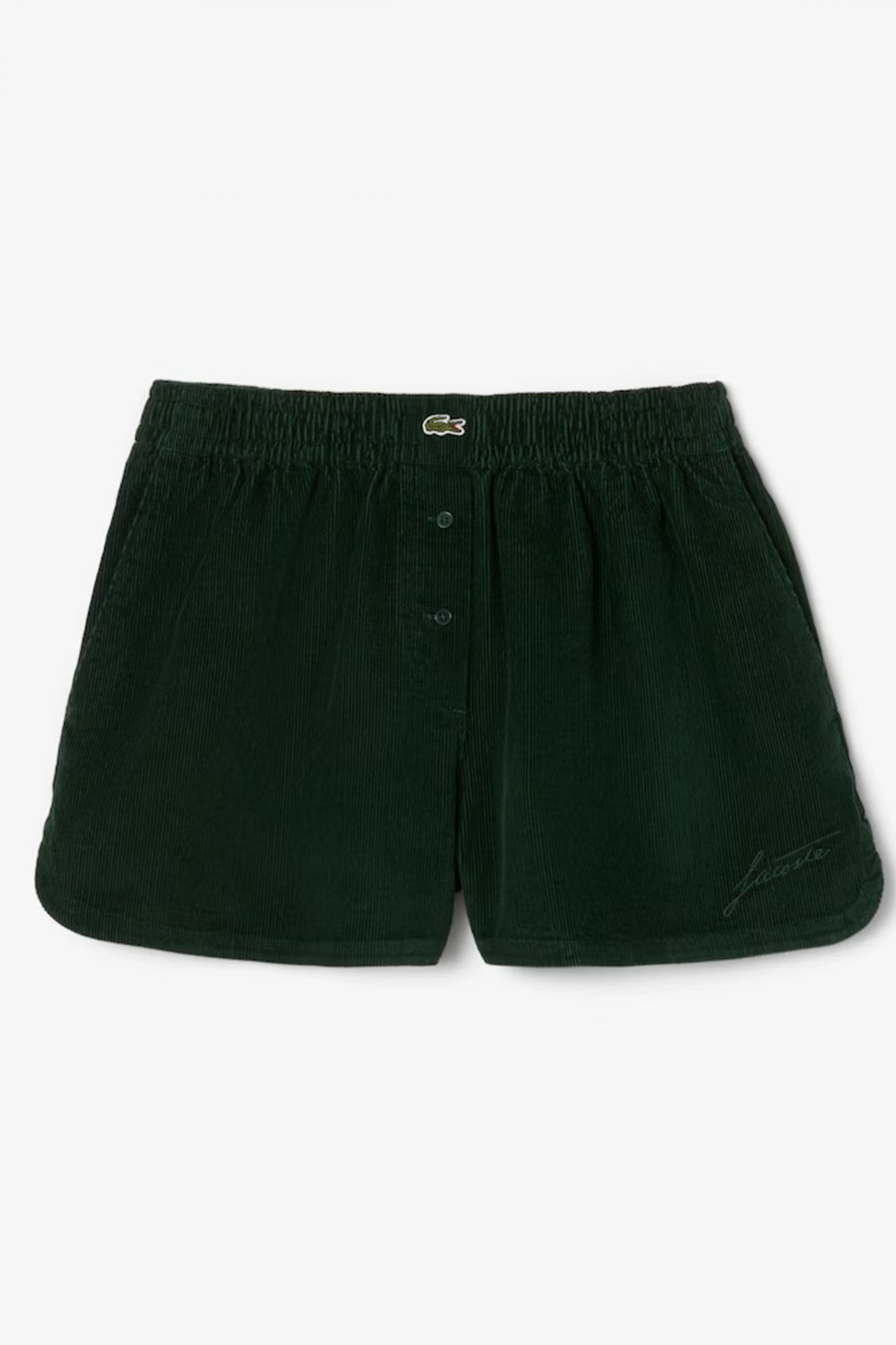 LACOSTE WOMEN'S RELAXED FIT CORDUROY SHORTS en color VERDE (2)