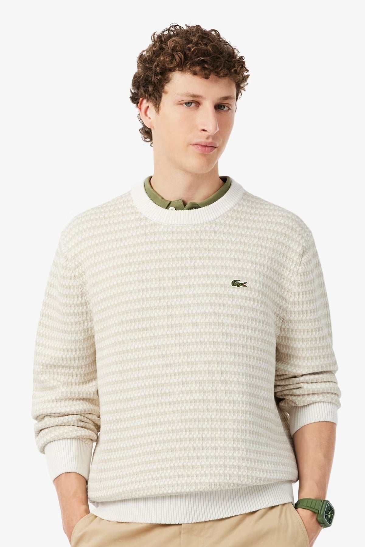 LACOSTE AH CREWNECKS SWEATERS en color BLANCO (1)
