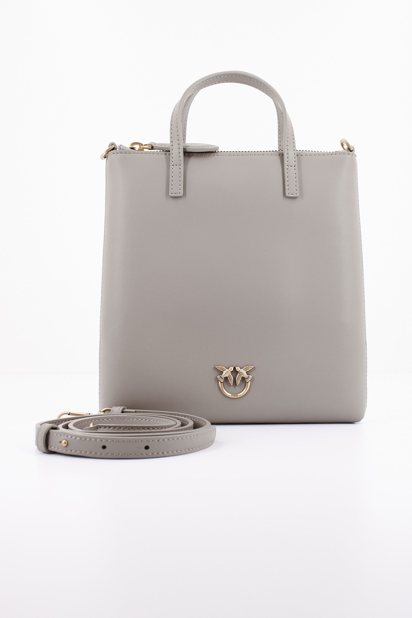 PINKO MINI SHOPPER VITELLO SE en color GRIS (1)