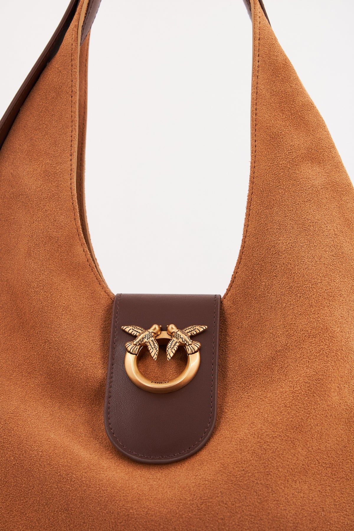 PINKO HOBO MINI en color MARRON CLARO (4)