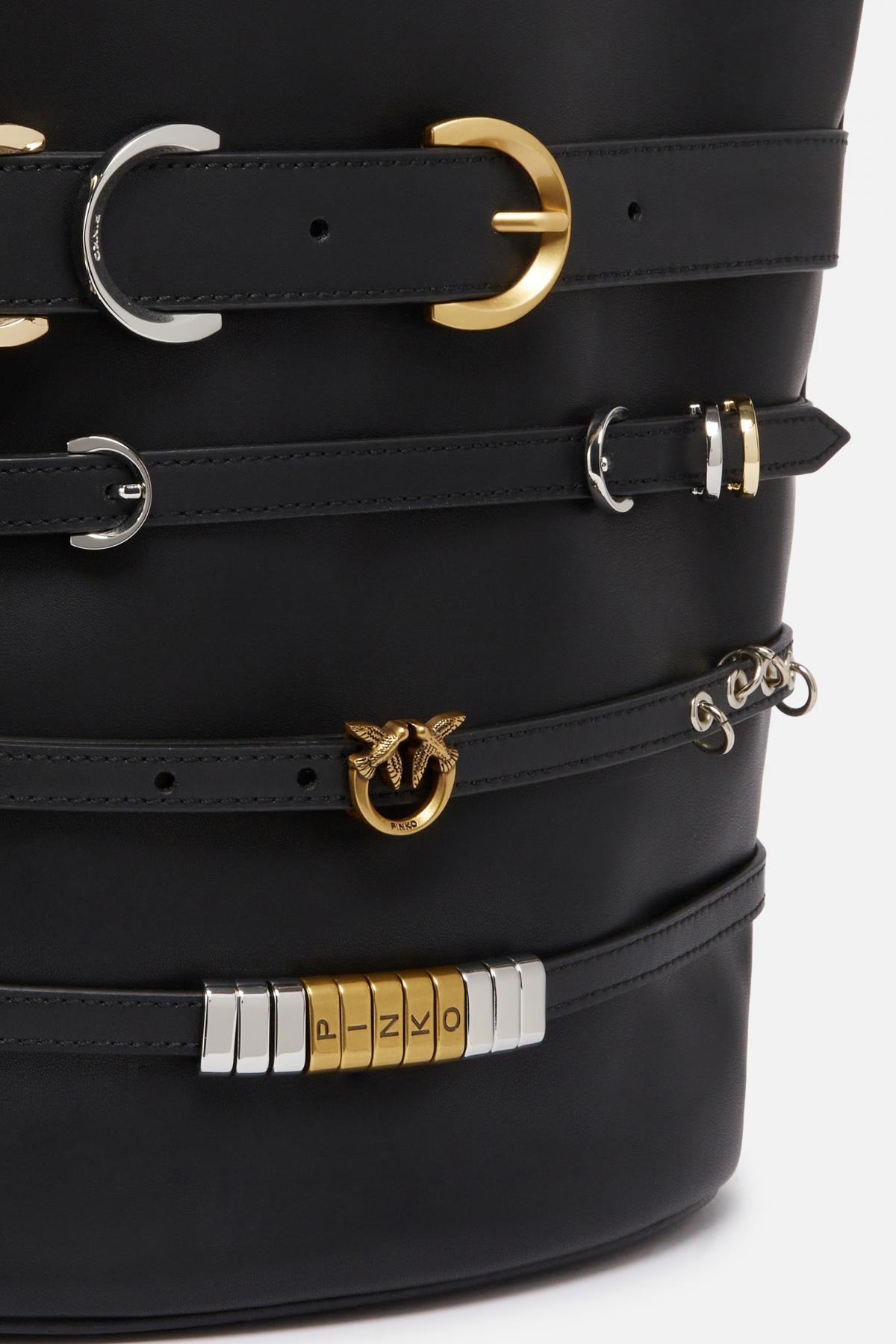 PINKO BELTS BUCKET VITE en color NEGRO (3)
