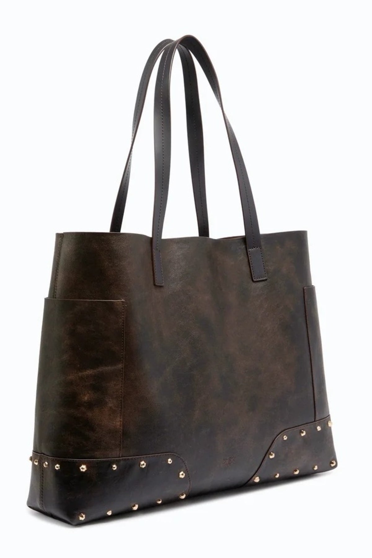 PINKO AMA TOTE BAG STUDS PATCH CL en color MARRON (2)