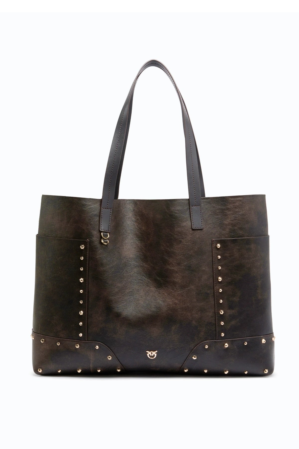 PINKO AMA TOTE BAG STUDS PATCH CL en color MARRON (3)