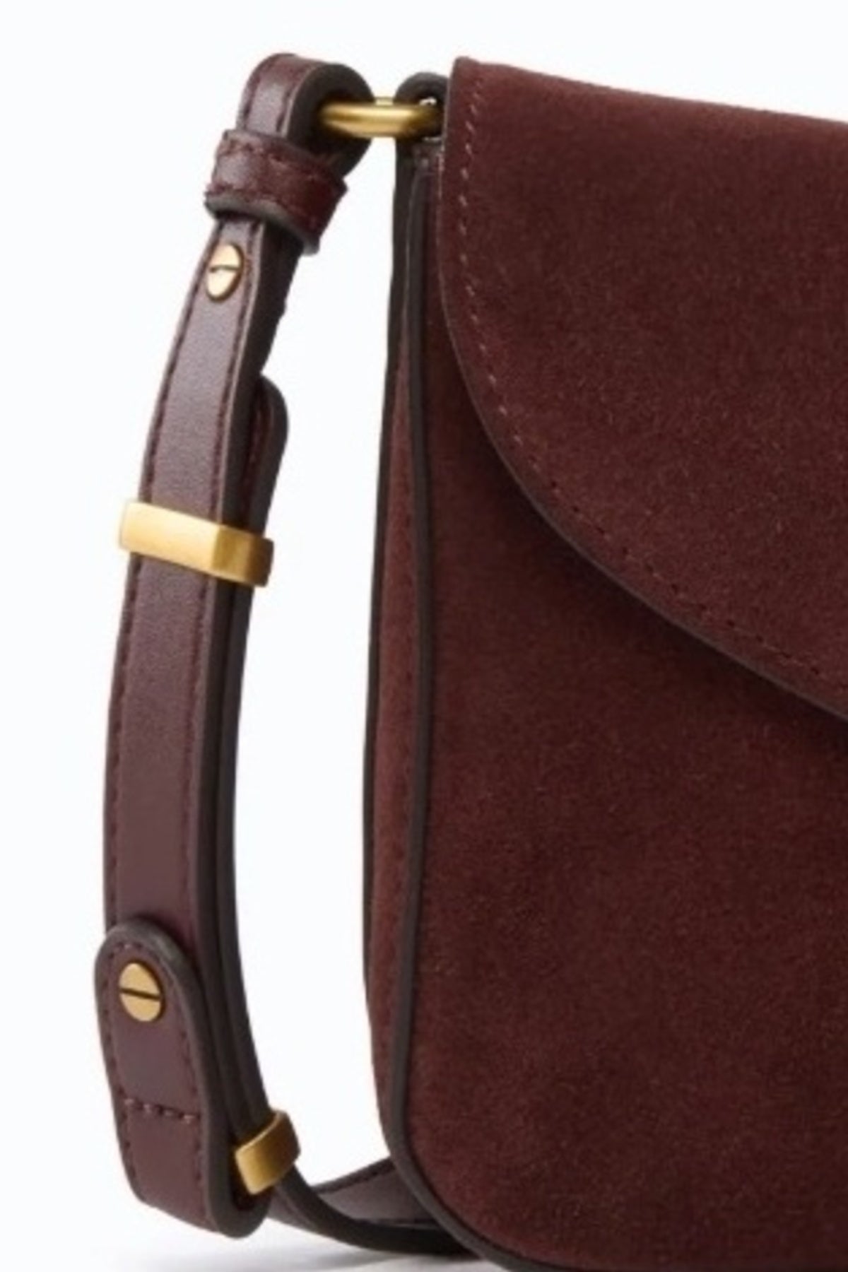 PINKO AF LOVE SATCHEL MINI SUEDE en color BURDEOS (2)