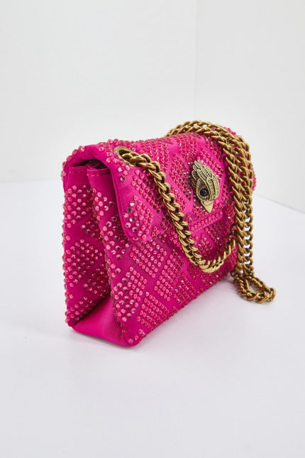KURT GEIGER LONDON FABRIC MINI KENSINGTON en color ROSA (1)