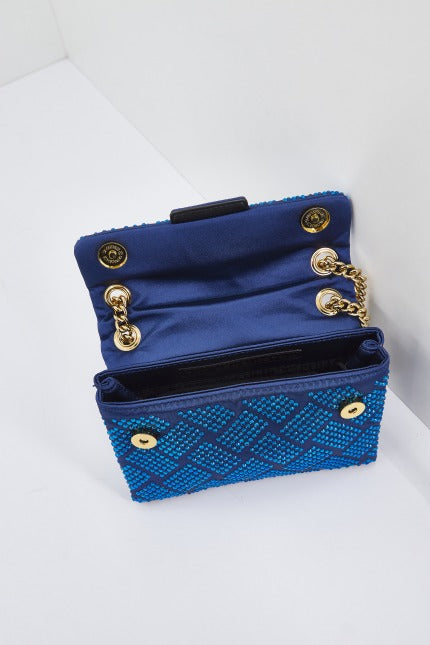 KURT GEIGER LONDON FABRIC MINI KENSINGTON en color AZUL (4)