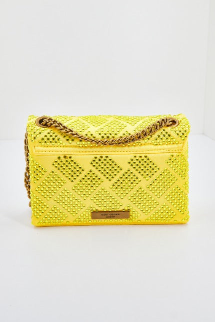 KURT GEIGER LONDON FABRIC MINI KENSINGTON en color AMARILLO (3)