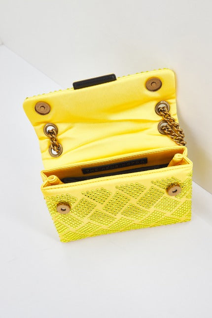 KURT GEIGER LONDON FABRIC MINI KENSINGTON en color AMARILLO (4)