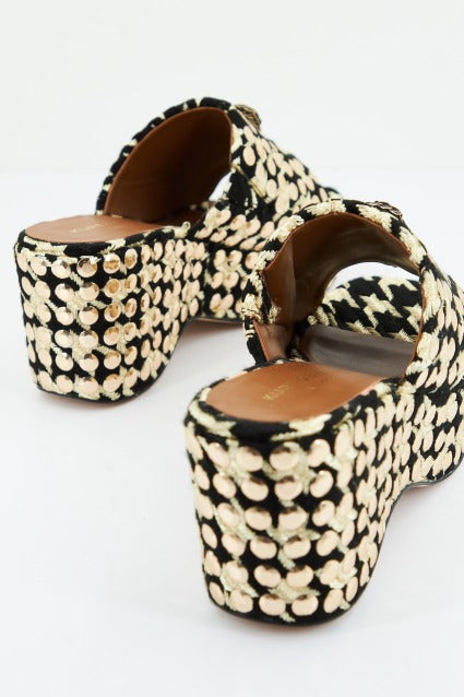 KURT GEIGER LONDON KENSINGTON WEDGE MULE en color ORO (3)