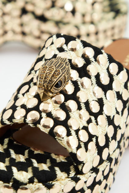 KURT GEIGER LONDON KENSINGTON WEDGE MULE en color ORO (4)