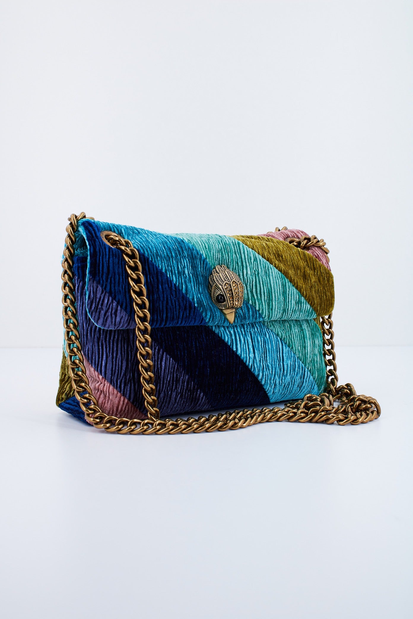 KURT GEIGER LONDON VELVET MINI KENSINGTON en color AZUL (2)