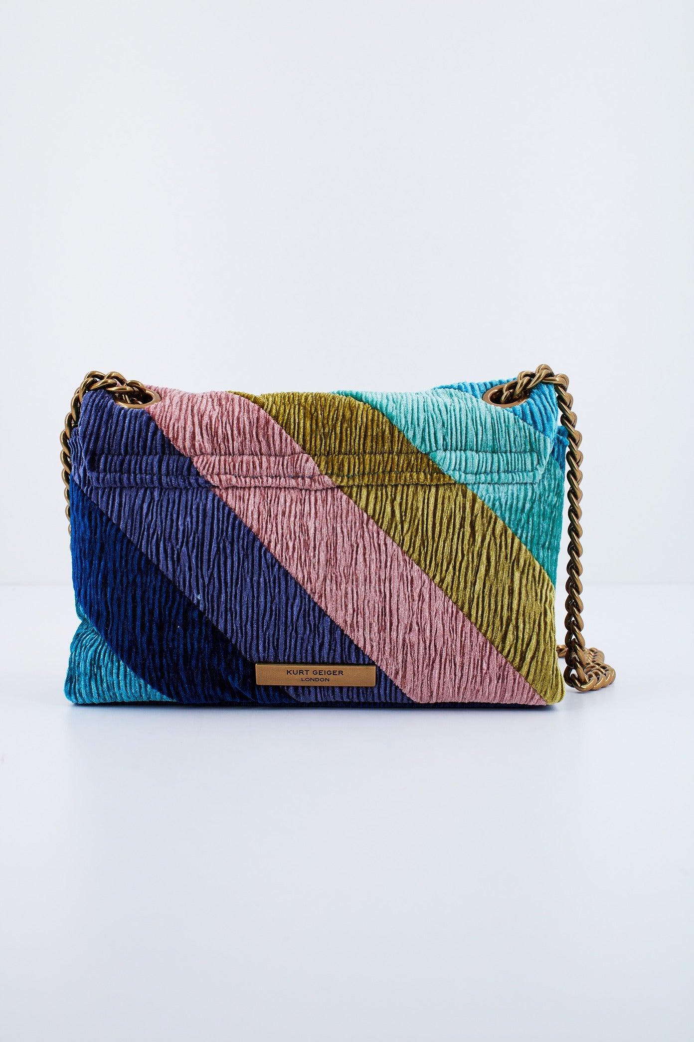KURT GEIGER LONDON VELVET MINI KENSINGTON en color AZUL (3)