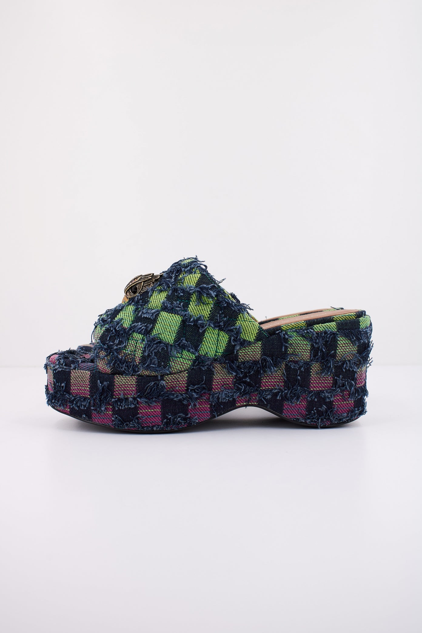 KURT GEIGER LONDON KENSINGTON WEDGE MULE en color AZUL (1)