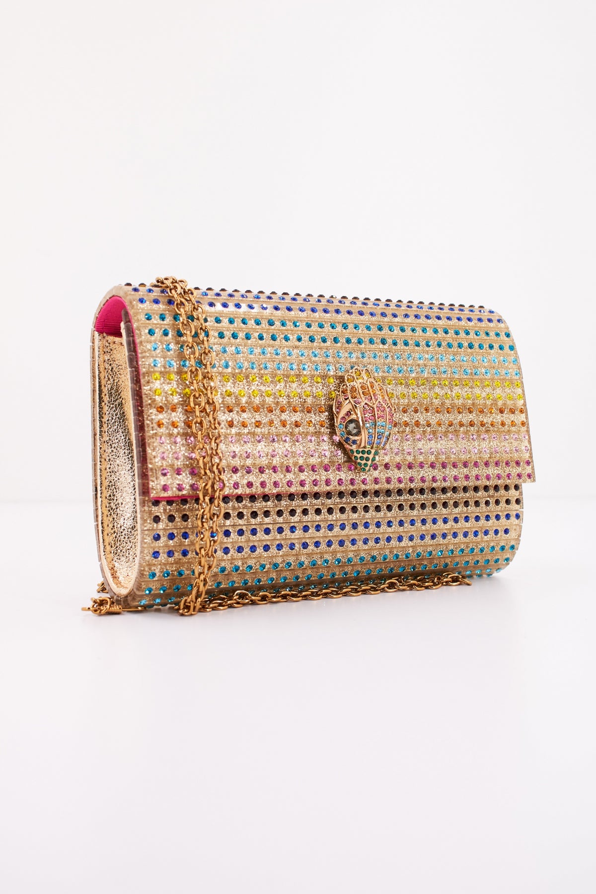 KURT GEIGER LONDON PARTY EAGLE CLUTH en color ORO (2)