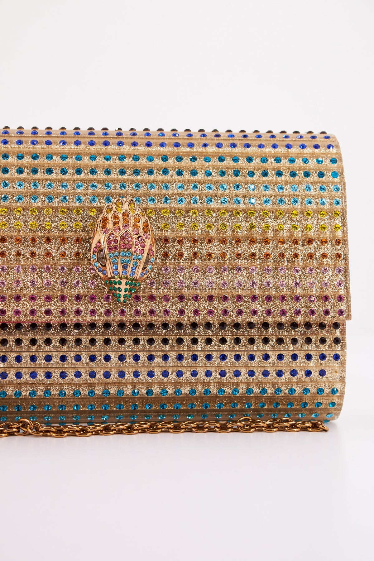 KURT GEIGER LONDON PARTY EAGLE CLUTH en color ORO (4)