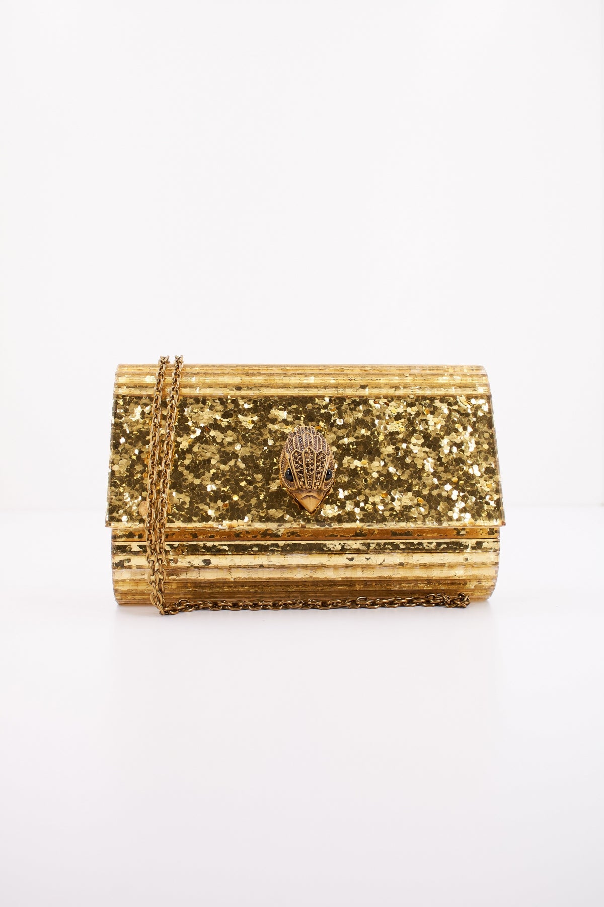 KURT GEIGER LONDON PARTU EAGLE CLUTH en color ORO (1)