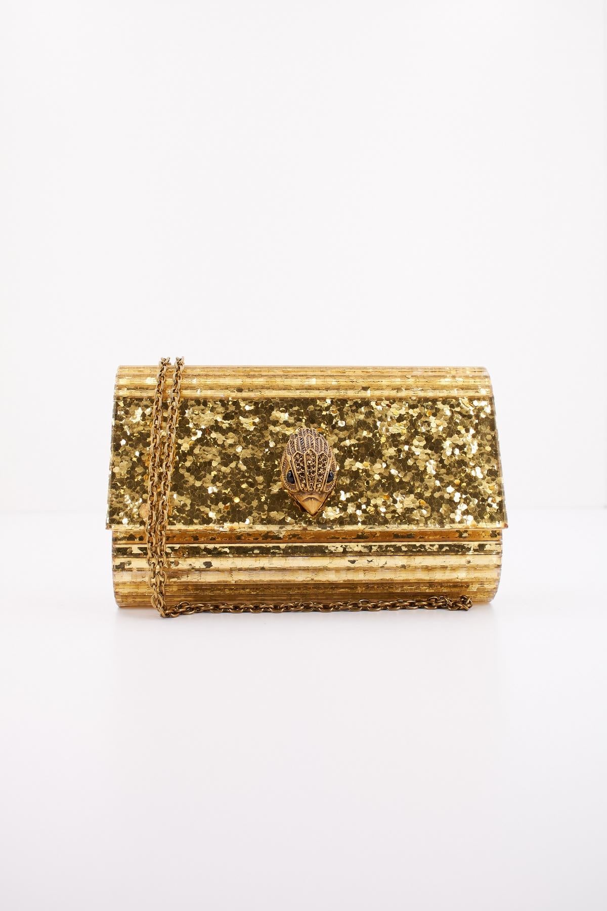 KURT GEIGER LONDON PARTU EAGLE CLUTH en color ORO (1)