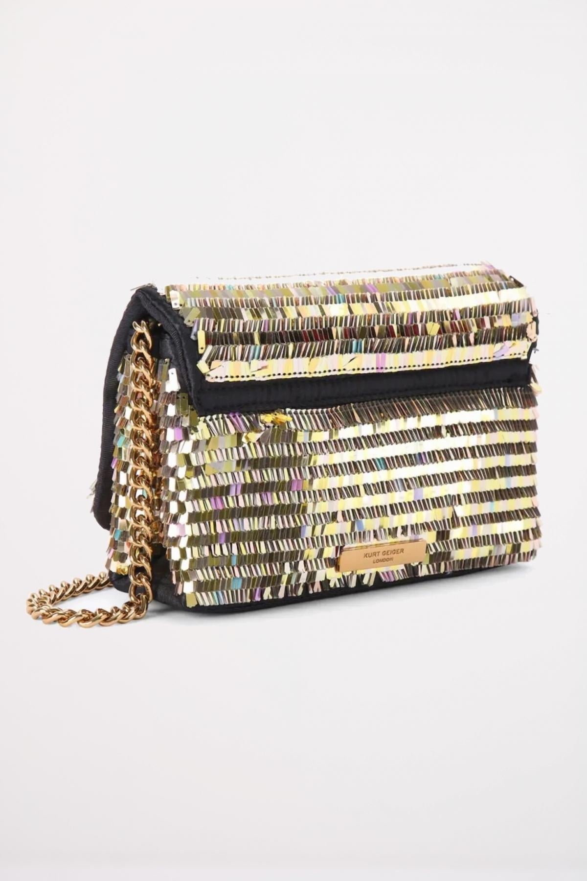 KURT GEIGER LONDON MINI KENSINGTON FLAP en color ORO (3)