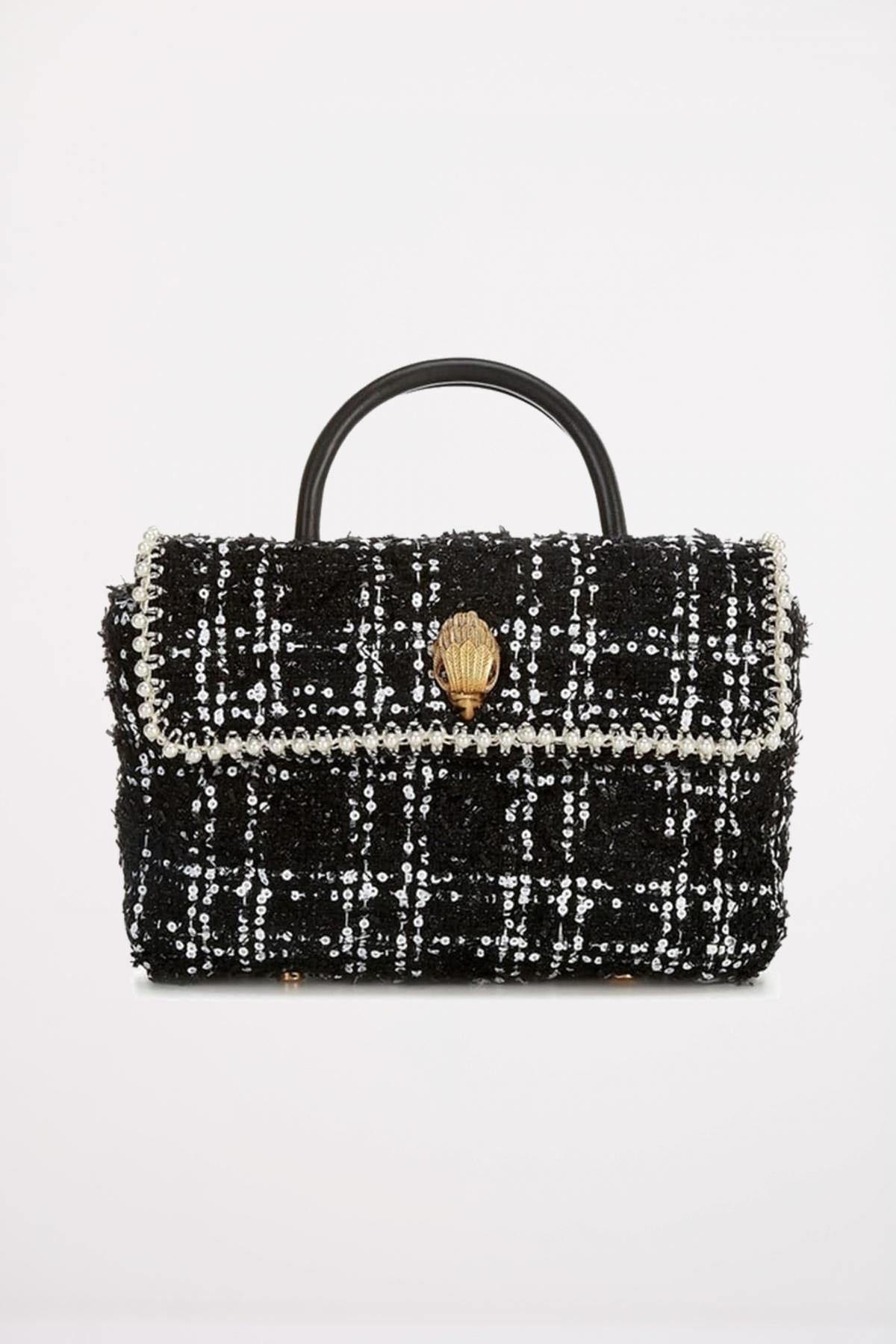 KURT GEIGER LONDON TWEED HANDLE KENSINGTON en color NEGRO (1)