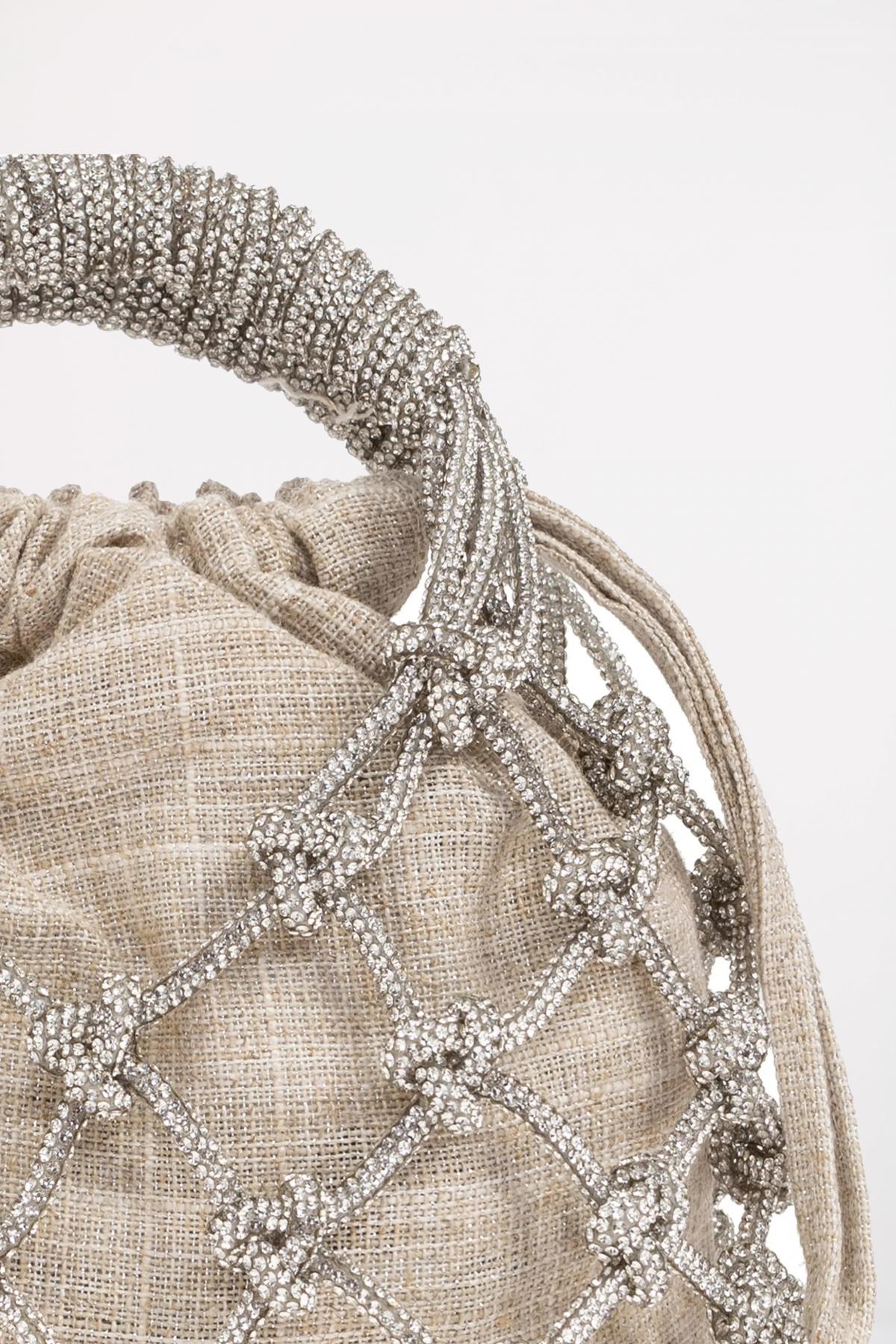 KURT GEIGER LONDON SM MACRAME CRYSTAL BAG en color BEIS (4)
