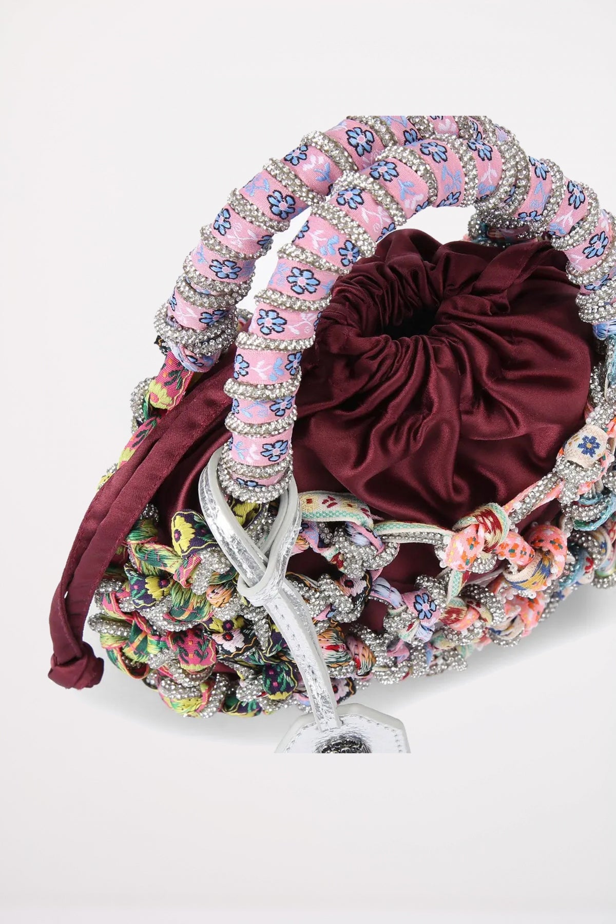 KURT GEIGER LONDON SM MACRAME CRYSTAR BAG en color BURDEOS (3)