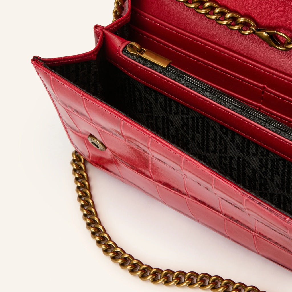 KURT GEIGER LONDON KENSINGTON CHAIN WALLET en color ROJO (6)