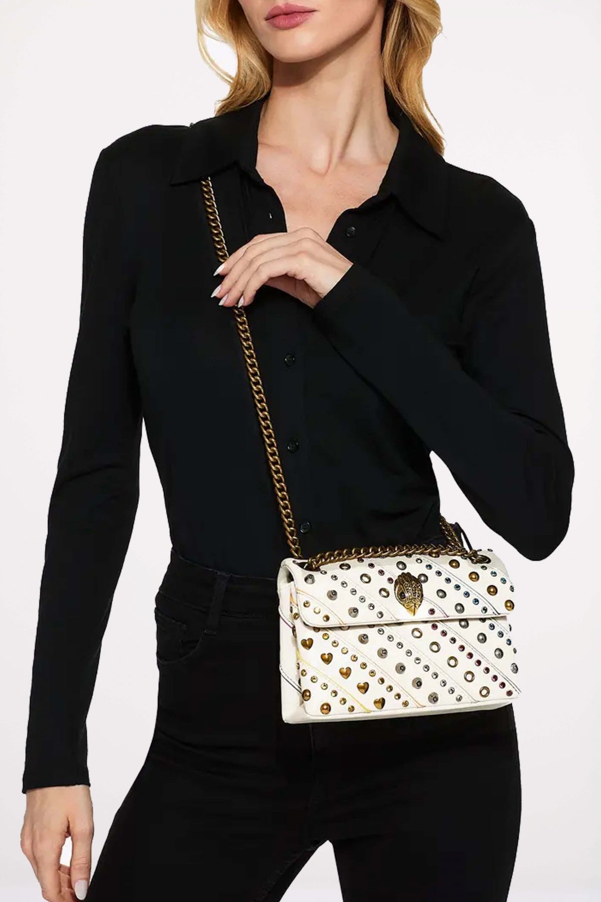 KURT GEIGER LONDON LEATHER MINI KENSINGTON en color BEIS (4)