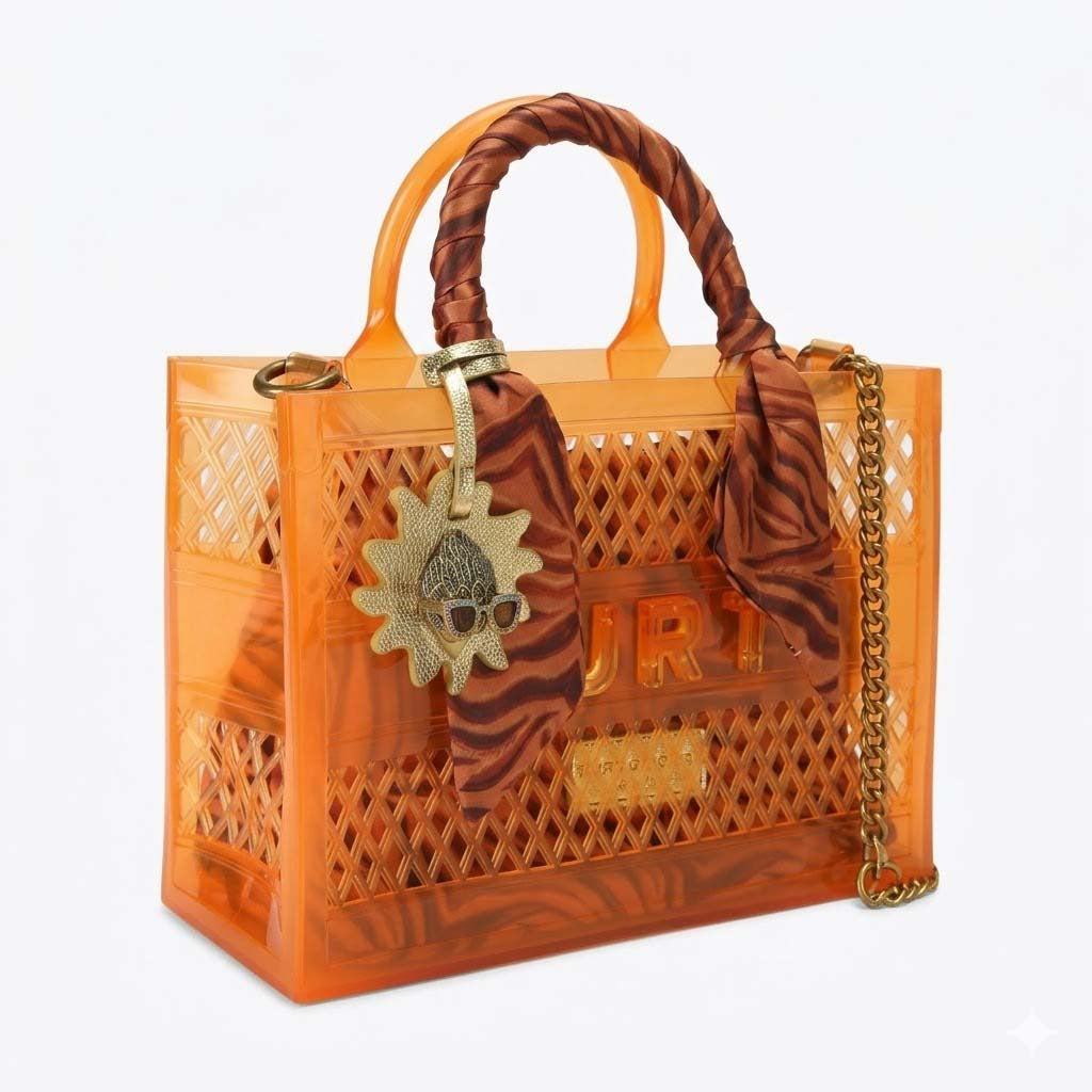 KURT GEIGER LONDON JELLY SM TOTE BAG en color NARANJA (6)