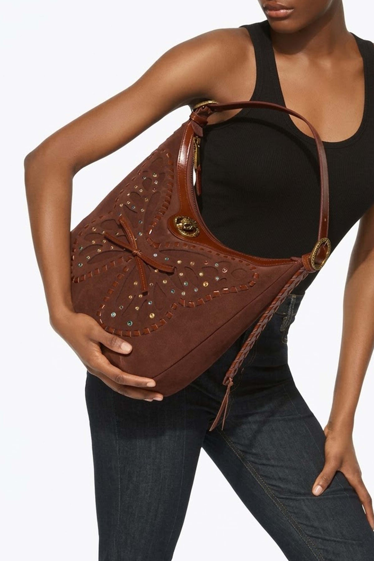 KURT GEIGER LONDON CHELSEA S HOBO BUTTERFL en color MARRON (1)