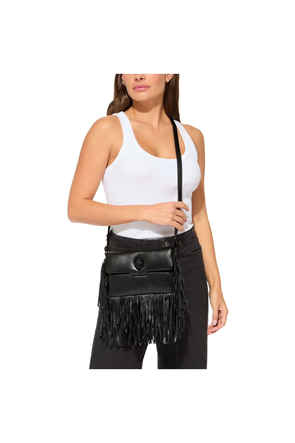 KURT GEIGER LONDON K SM OXFORD FRINGE SHOULD en color NEGRO (2)